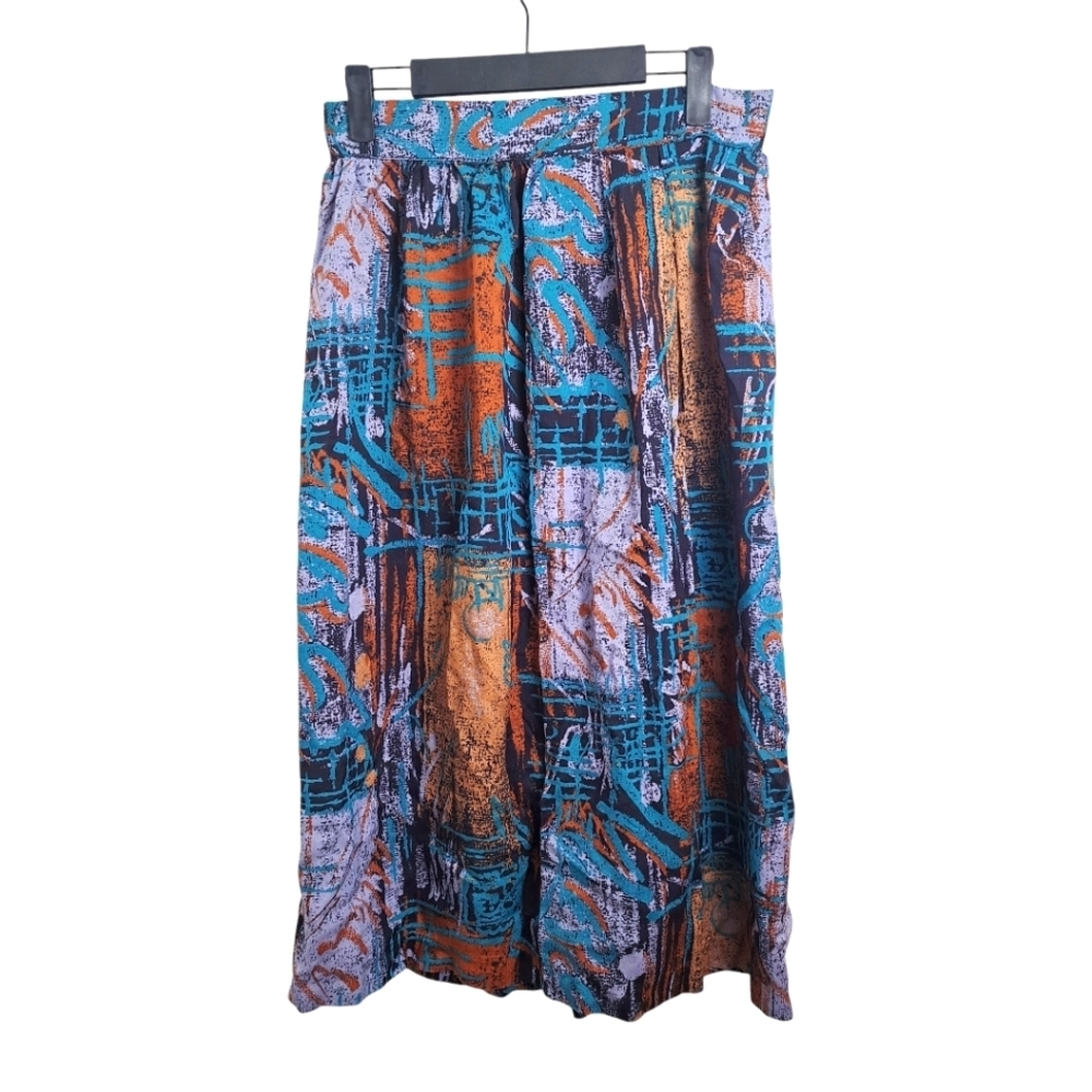Lasting Impressions Multicolor‎ Artsy Whimsygoth Lightweight Flowy Midi Skirt 6